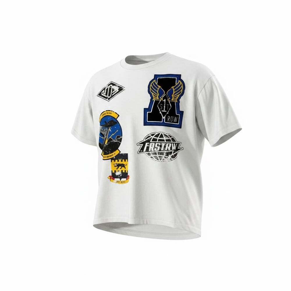 First Row Men’s Multi-Patch Graphic T-Shirt White Size XXL
